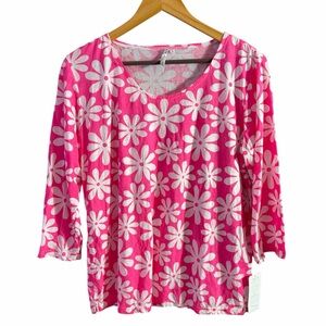 NEW Lulu B Long Sleeve Pink Daisy Top Size Small